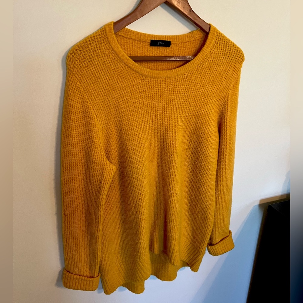 J Crew - HIGH-LOW WAFFLE SWEATER IN SUPERSOFT YARN